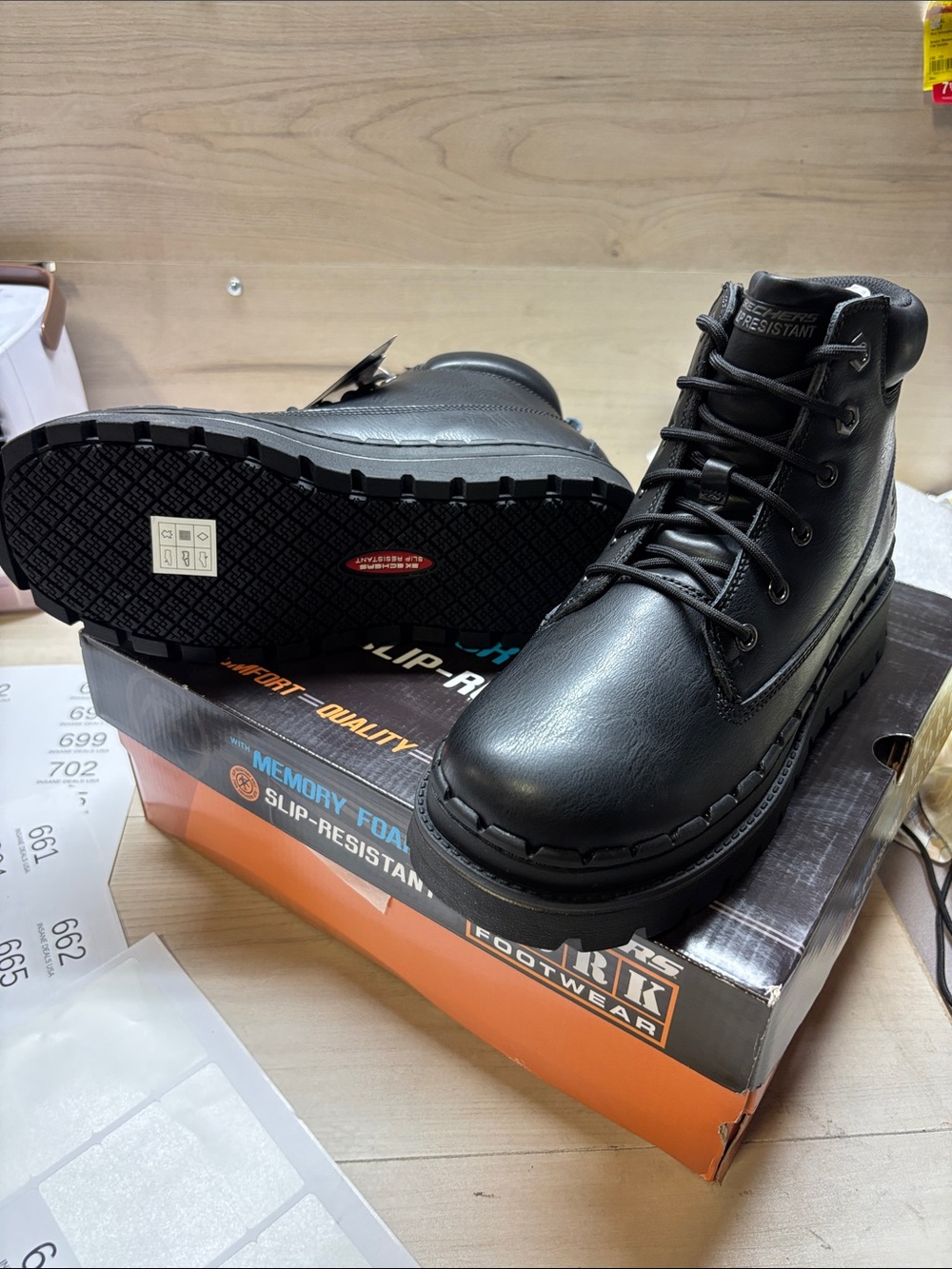 Skechers Black Lace-Up Moto Combat Boots #639